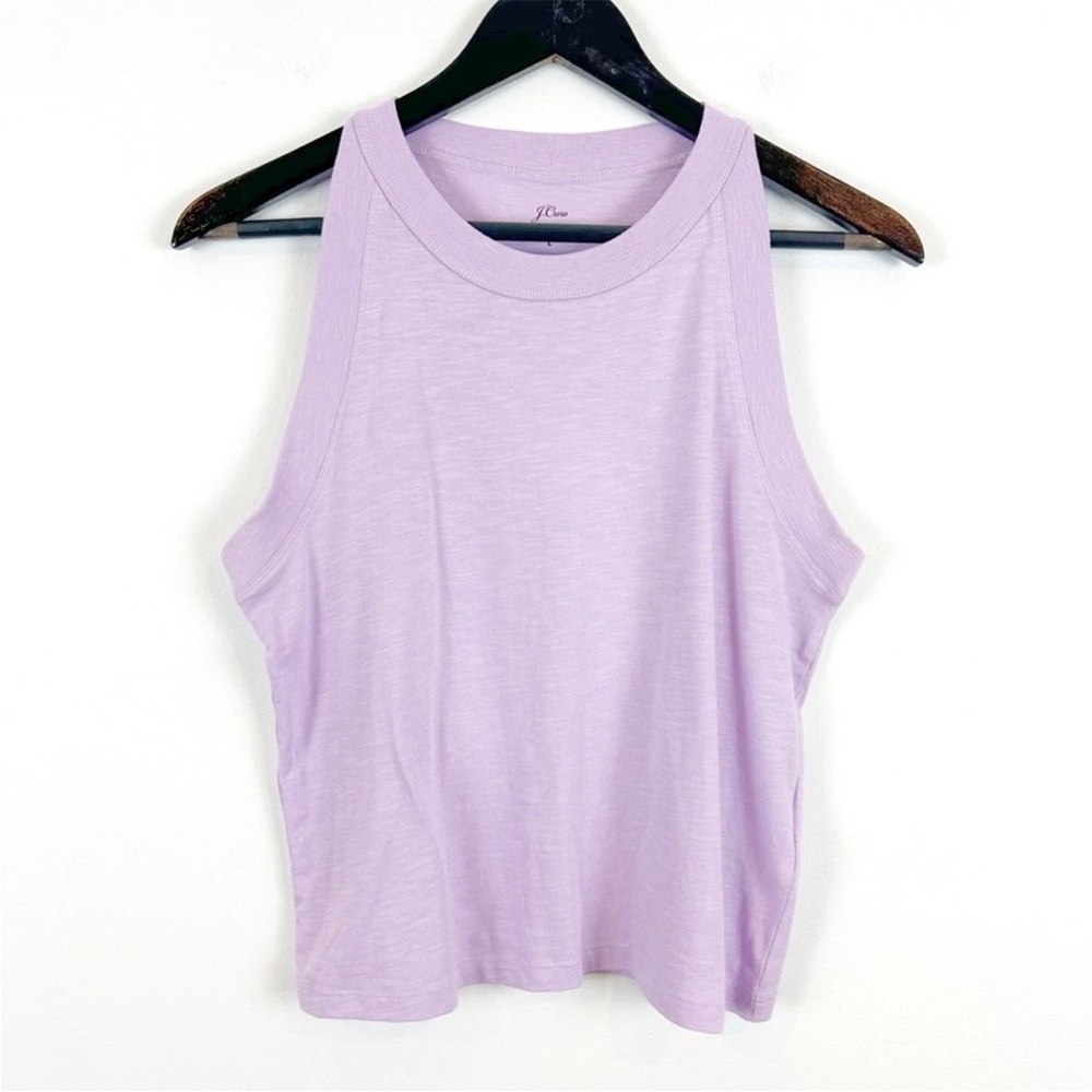 J. Crew Organic Slub Lilac High Neck Tank Top Size Large